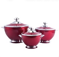 Conteneur thermique intérieur en acier inoxydable 1,2L 1,8L 3,2L avec couvercle verrouillable et base sur pied, boîte de conservation alimentaire isotherme brillante pour la restauration