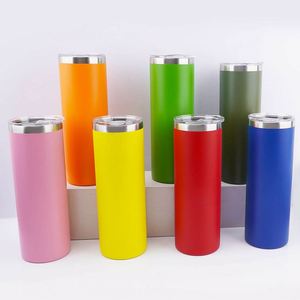 Gobelet isotherme 20oz en acier inoxydable à double paroi, fin et droit, vierge pour sublimation, avec couvercle et paille - Product Image 2