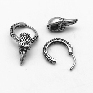 Pendientes de Aro con Cabeza de Águila Yunique, Diseño Geométrico de Acero de Titanio, Joyería Unisex para Uso Diario, Origen Guangzhou - Product Image 3