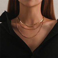 Colliers superposés en acier titane étanche pour femmes, bijoux cadeaux, collier ras-du-cou plaqué or à chevrons tendance