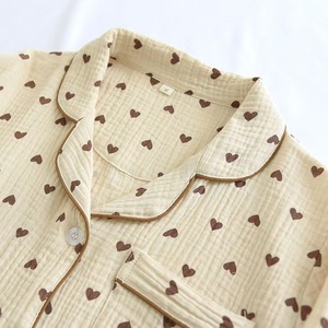 Pigiama <span class=keywords><strong>da</strong></span> donna in <span class=keywords><strong>cotone</strong></span> con elastico in vita, traspirante, in crêpe, con risvolto, per casa, stile estivo e invernale, per dormire e rilassarsi - Product Image 4