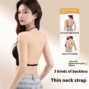 Soutien-gorge invisible sans armatures en tricot pour femme, à bretelles fines, respirant, push-up, sans coutures, effet gelée, vente en gros - Product Image 3