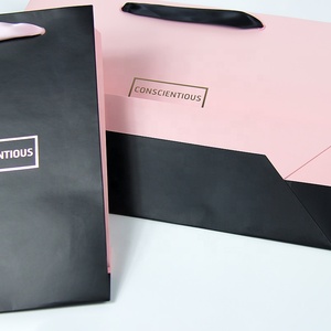 Sac d'emballage personnalisé <span class=keywords><strong>en</strong></span> papier Rose, pas cher, avec Logo imprimé personnalisé, sac cadeau, fourre-tout pour les courses, ruban <span class=keywords><strong>en</strong></span> soie - Product Image 6