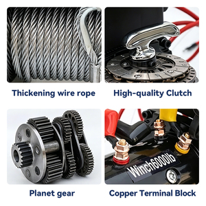 2000-20000lbs 12V 24V DC Off-Road Electric Winch <strong>Hoist</strong> with Steel Cable 25m Lifting Height Manual/Wireless Remote Control - Product Image 3