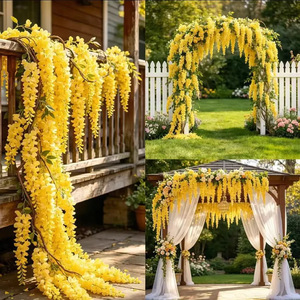 Guirlande de fleurs artificielles jaunes en forme de glycine pour mariage, jardin et décoration intérieure - Product Image 1