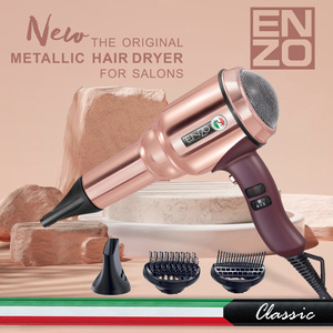 Asciugacapelli Elettrico <span class=keywords><strong>ENZO</strong></span> di Alta Qualità con Ioni Negativi, Professionale per Salone, in Metallo, con Concentratore, per <span class=keywords><strong>Auto</strong></span>, Casa e Hotel - Product Image 3