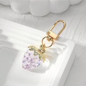 Keychain Transparent 3D <b>Sweet</b> Strawberry Square Keychain Bag Pendant PVC Acrylic Material <b>Sweet</b> <b>Personalized</b> Keychain - Product Image 4
