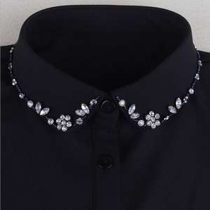 Venta caliente de lujo de diamantes de imitación con cuentas de cuello redondo accesorios desmontables Cuello de camisa al por mayor - Product Image 4