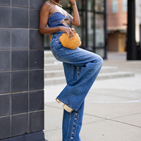 Jeans pour femmes, taille haute, couleur unie, multi-boutons, nouvelle collection 2025