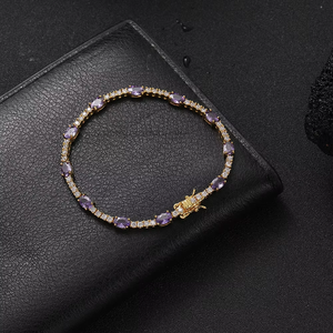 Color <b>Egg</b>-shaped 4mm * 6mm Women's Tennis Bracelet 2mm Hip-hop Color Jewelry Tanjing Fashion Lijing Necklace - Product Image 3