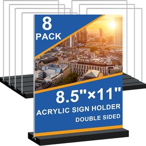 Paquete de 3 Soportes Acrílicos en Forma de L para Letreros de 8.5x11 con Color y Logotipo Personalizados, Modelo JIC-E901, Exhibición de Mesa - Product Image 1