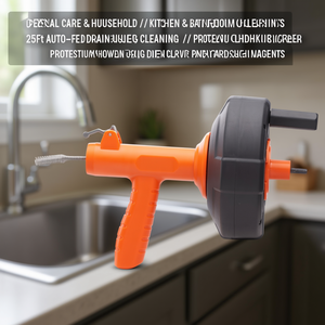 Desatascador de Drenaje de 25 Pies con Alimentación Automática, Serpiente para Tuberías, Eliminador de Obstrucciones para Fregaderos de Cocina y Baño, Agente de Dragado de Tuberías - Product Image 2