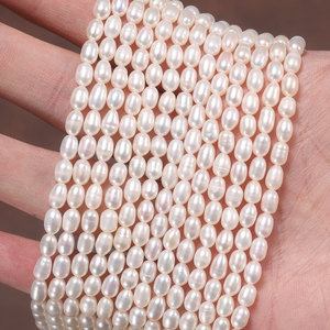 RINNTIN PP17 Natürliche Perlen Großhandel 3-9mm Weiß Rosa Farbe Barock Süßwasser Reisperlen Stränge - Product Image 2