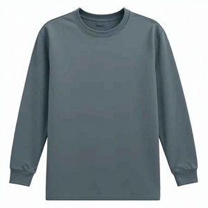 Chemises à manches longues pour hommes, style oversize, col rond, 100% coton, 220g, respirantes, écologiques, style streetwear, coupe ample, tendance - Product Image 3