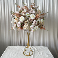 IFG Boule de fleurs en soie moderne, diamètre 60 cm, couleurs café, kaki, rose pâle et gris, pour décoration de centre de table de mariage, en promotion