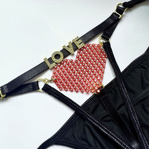 سروال داخلي نسائي على شكل قلب أحمر مرصع بالألماس لعام 2026، مع إمكانية تخصيص الحروف الذهبية، أحدث موديلات السراويل الداخلية المثيرة - Product Image 6
