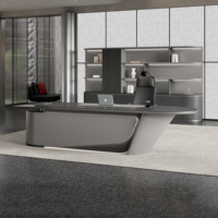 Bureau de direction de luxe en bois avec grand espace pour les genoux, idéal pour PDG, directeurs et managers, pour une ambiance confortable.