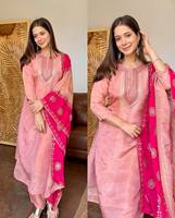 Ensemble 3 pièces Aara Fashion prêt-à-porter pour femme, broderie de fête, travail de sequins, soie Fendy, longueur ras du sol, séchage rapide, haut, bas et dupatta