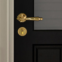 Serrure de porte à deux volets de conception française de luxe légère, inspirée des anges, finition dorée, fermeture magnétique silencieuse, chambre à coucher, hôtel, appartement