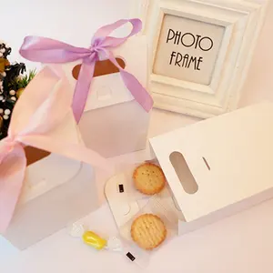 Kraft Paper Gift Wedding Bakery Package Box With Clear Window Visual Brown Paperboard Cupcake Biscuits Bakeware Box