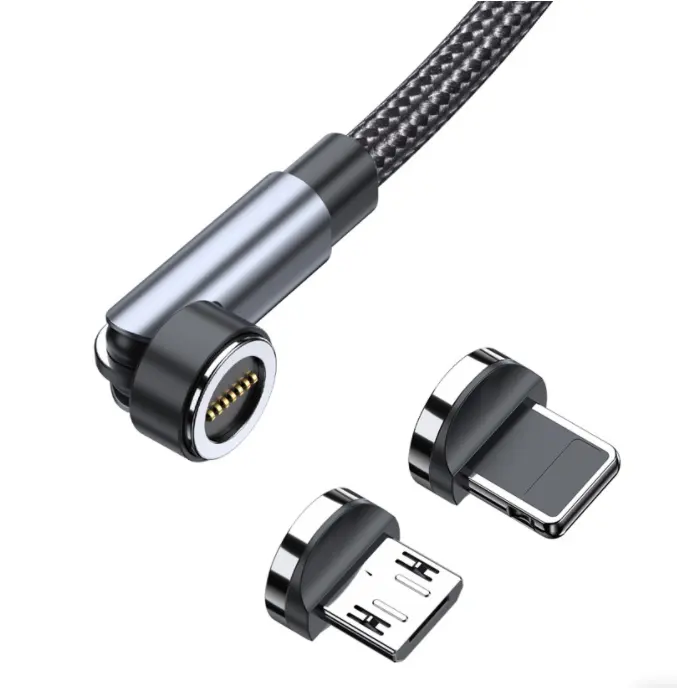 Magnetic 3 in 1 1M 2M 3M Type C Micro Usb Grey Red Multi Functions Cell Phone Quick Charging Usb Cable
