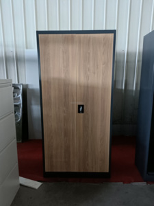 Meubles de bureau en bois, armoire de classement métallique à 2 portes, armoires en acier avec impression de grain de bois, pour école, atelier, salle de sport - Product Image 6