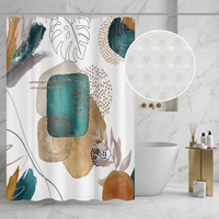 Ensemble de rideaux de douche 3D LIVING Boho Modern Mid Century Botanical Flower en tissu gaufré semi-transparent imperméable avec 12 crochets métalliques