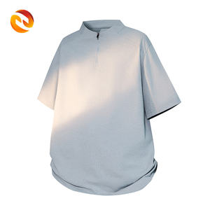 <span class=keywords><strong>Camiseta</strong></span> de verano de manga corta para <span class=keywords><strong>hombre</strong></span>, <span class=keywords><strong>hombreras</strong></span>, diseño personalizado de alto nivel, Color sólido, semi-cremallera, 240 gramos de tela, camisetas simples - Product Image 1