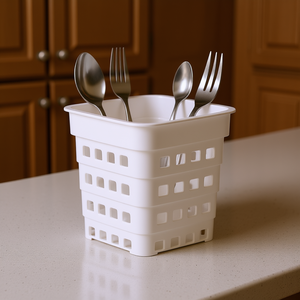 Cesta para cubiertos OrtheX Torga, paquete de 10, diseño cuadrado blanco para almacenamiento en la cocina - Product Image 3