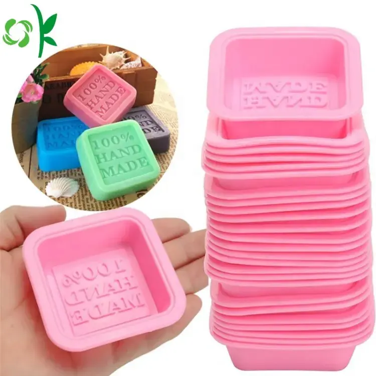 Moldes de silicone para saboneteira DIY, moldes antiaderentes 3D duráveis caseiros antiaderentes para saboneteira, ferramentas de silicone para bolos rosa, forma quadrada, venda imperdível