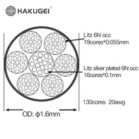 Câble RCA Hi-Fi Litz 6N OCC et cuivre 6N OCC plaqué argent, paire torsadée, pour enceintes et moniteurs