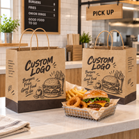 Sacs en papier kraft brun de qualité alimentaire, jetables, pour emballage alimentaire, personnalisés avec logo, pour les restaurants de restauration rapide, vente en gros