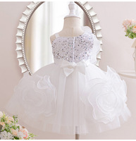 Robe douce été princesse filles moelleux dentelle grandes fleurs paillettes pour anniversaire robe de princesse