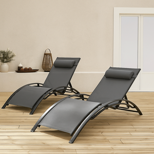 مجموعة كراسي استرخاء للحدائق والمسابح من الفولاذ المقاوم للصدأ، قابلة للتعديل والاستلقاء، للاستخدام في الفناء والفنادق - Product Image 4