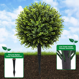 <span class=keywords><strong>Piante</strong></span> Artificiali all'Ingrosso: Sfere di Eucalipto Verde, Alberi Topiari Finti <span class=keywords><strong>per</strong></span> <span class=keywords><strong>Esterni</strong></span> con Picchetto di Supporto, Resistenti ai Raggi UV - Product Image 3