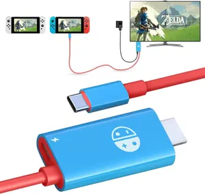 Câble USB C vers HDTV 2M de 6,6 pieds pour Nintendo Switch OLED PD 100W chargeant 4K @ 60Hz cordon adaptateur USB Type C se connecter à la télévision