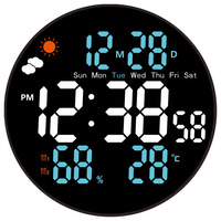 Reloj de Pared Digital Semanal con Pronóstico del Tiempo, de Doble Uso (de Pie y Colgante), con Temperatura, Humedad y Control Remoto