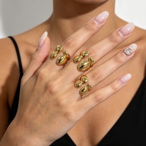 Anillo Abierto de Lujo con Diseño de Lágrima Pulida, Estilo Minimalista en Oro y Plata, de Primera Calidad, Ideal para el Día a Día, Citas y Fiestas - Product Image 6