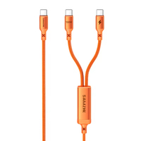 Câble de charge rapide SAMZHE en nylon tressé orange 1,5 m Type-C 2-en-1 PD100W 5A pour tablettes et téléphones iOS, ordinateurs et appareils photo
