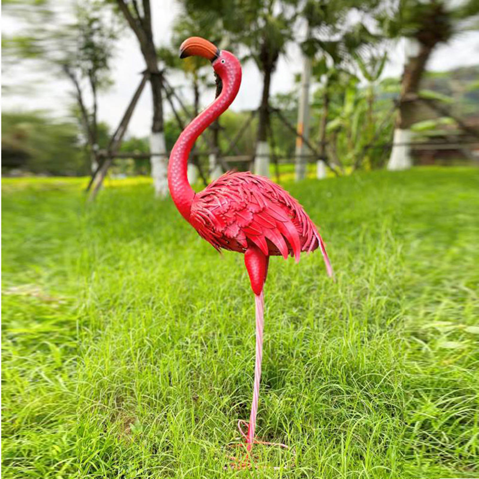 4 Statue Fenicotteri Rosa Da Giardino In Resina - Decorazioni Esterni Per Prato, Patio E Giardino - Foto 11