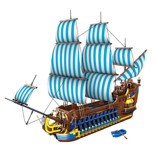 Mork 031011 3265 Piezas, Bloques de Construcción de <span class=keywords><strong>Barco</strong></span> <span class=keywords><strong>Pirata</strong></span> con Remo y Vela Azul, Modelo de Ensamblaje de Ladrillos de Construcción en Venta - Product Image 4