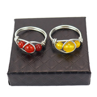 Bague ouverte multi-bandes en pierres précieuses naturelles, faite à la main, plaquée or, ajustable, pour femmes