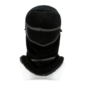 Men's Knitted Winter Hat With Neck Protector Fleece Lined Warm Fisherman Style Cap Burgundy Black - Product Image 4