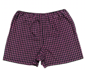 Boxer Homme CELINNE à Carreaux Taille Mi-Haute en Tissu Tissé Rose Noir Grande Taille Coton - Product Image 1