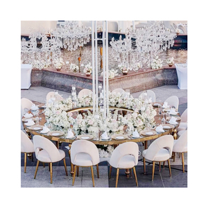 Chaise de banquet de loisirs de haute qualité en acier inoxydable doré blanc transparent, chaise de salle à manger blanche pour mariage - Product Image 1