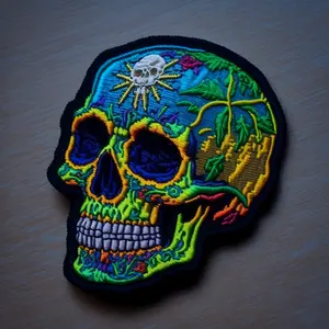 Hippie Skull Dreamcatcher Patches Technicolor Bonehead Characters with Feathers and Fringe