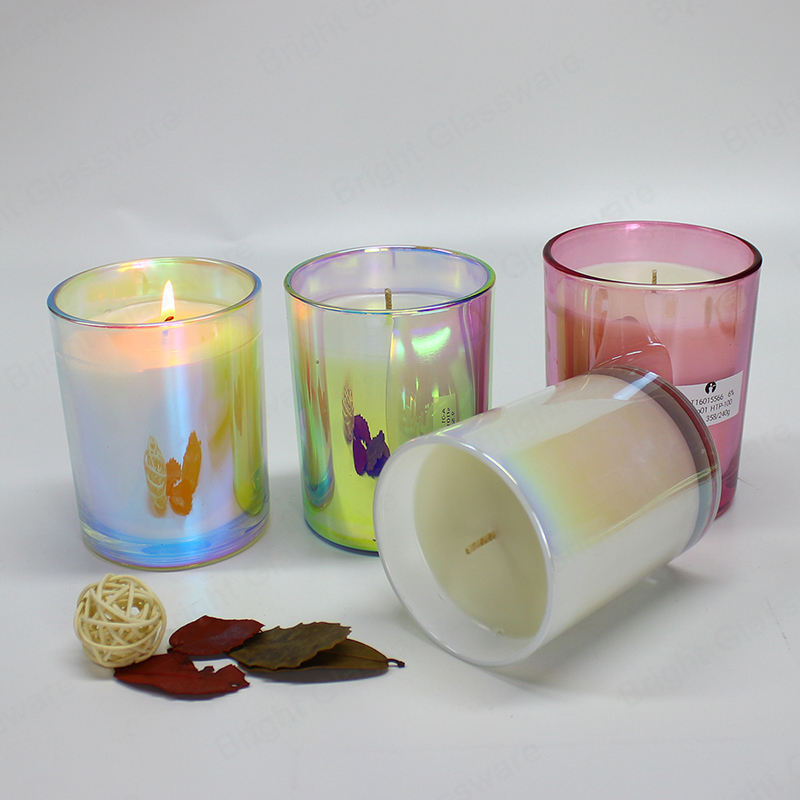 Luxury Rainbow Color Glass Candle Vessel - Holographic Jars