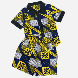 High-quality Customized African Print Boy Two Pieces Clothes Short Sleeve Shorts Kid Wear Pure Cotton Comfortable Set