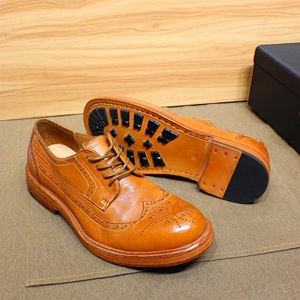 جوديير اليدوية مخيط مريح الرجال ديربي اللباس أحذية لينة جلد العجل الأصلي Wingtip البروغ الأحذية عارضة الذكور - Product Image 6