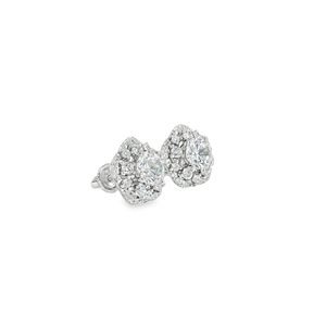 Pendientes de Oro Blanco de 18K con Halo Geométrico de Cinco Lados y Diamante Cultivado en el Centro, Joyería Fina de Lujo para Mujer para Bodas - Product Image 6